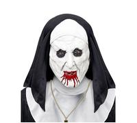 Masque en Latex de Nonne - WIDMANN - Ensanglantée - Noir - Carnaval - Halloween