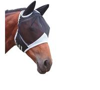 Masque en Maille tricotée Extensible, Respirant et Anti-moustiques, Masque de vol for Chevaux, équipement d'équitation pour Cheval(Black M)