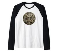 Masque en Pierre Serpent à Plumes Maya Antique Temple Art Relique Manche Raglan