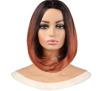 Masque en silicone féminin réaliste avec ensemble de perruque Bob Brown Ombre |Matériau TPE de qualité alimentaire |pour la photographie de fête de travestissement d'Halloween de cosplay