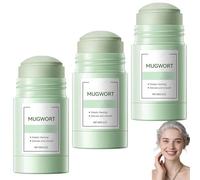 Masque en stick à l'argile d'armoise, masque nettoyant en profondeur avec sérum d'armoise, contrôle du sébum et hydratation, formule naturelle, nourrissant en profondeur, apaisant et doux (3pcs)