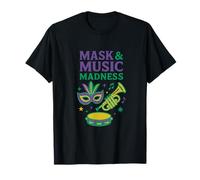 Masque et Musique Madness Mardi Gras Celebration Design T-Shirt