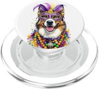 Masque et Perles de Chien de bétail Australien Mardi Gras PopSockets PopGrip pour MagSafe