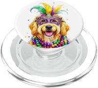Masque et Perles Labradoodle Jaune Mardi Gras PopSockets PopGrip pour MagSafe