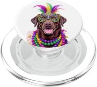 Masque et Perles Labrador Chocolat Mardi Gras PopSockets PopGrip pour MagSafe