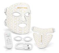 Masque facial à LED et cou avec lumière rouge pour le visage avec proche infrarouge, 7 modes d'éclairage, design flexible en silicone avec sangles réglables pour un usage domestique