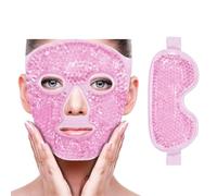 Masque facial avec pack de glace pour réduire les gonflements, les cernes, les cernes et les migraines, pack chaud/froid avec dos en peluche douce (1 masque pour les yeux + 1 masque pour le visage))