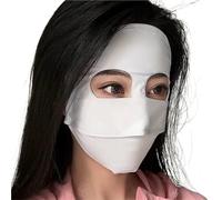 Masque facial complet d'été, 2 pièces, Protection solaire réutilisable, lavable, doux et respirant, masque d'extérieur Pour Les Sports De Plein Air(Light grey)