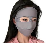 Masque facial complet d'été, 2 pièces, Protection solaire réutilisable, lavable, doux et respirant, masque d'extérieur Pour Les Sports De Plein Air(Deep grey)