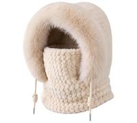 Masque facial d'hiver Bonnet Chaud Duveteux Couvrant Doublé Polaire | Avec Cordon Réglable et Cagoule d'Hiver Coupe-Vent pour Homme Pour femme fille travail extérieur froid snowboard