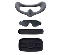 Masque facial en mousse pour lunettes DJI avec 3 coussinets de protection pour le visage - Coussin de tête pour le dos et le cerveau - Accessoires de confort modifiés (masque gris + cache objectif +