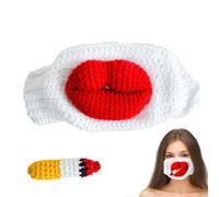 Masque facial fait à la main, masque tricoté - Masque de fête à la bouche de saucisse respirant, masque réutilisable pour carnaval, défilés de mode, spectacles sur scène