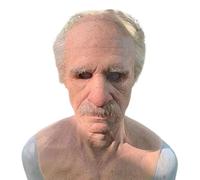 Masque facial humain réaliste avec barbe - Masque intégral en silicone souple/latex | Déguisement très réaliste pour les bals masqués, le théâtre et les prums | Masque de costume détaillé pour adultes