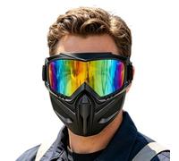 Masque Facial Moto Antibuée, Protecteur Coupe-Vent avec Lunettes Amovibles Incluses, Couvre-Visage intégral 2 en 1 Ajustable, pour Hommes Ski Cyclisme Équitation Travail Jardinage