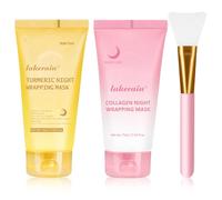 Masque facial pelable au collagène et au curcuma pour la nuit - Kit de masques en gel pour soin de l'élasticité et de l'hydratation pour une peau éclatante