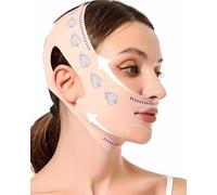Masque facial réutilisable en V Line avec sangle de levage à double menton, bandes faciales, masque de levage en V Line pour la mâchoire et l'affaissement de la peau, ceinture de levage du visage pour