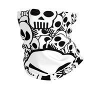 Masque facial style bandeau, bandeau de sport à motifs crânes noirs et blancs, adapté pour les voyages, le ski et le cyclisme.