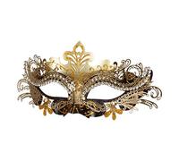 Masque filigranes en métal noir et or mascarade Accessoires Carnaval de Venise