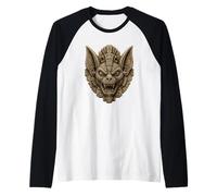 Masque Gardien de Chauve-Souris Maya Antique Pierre Relique Temple Art Manche Raglan