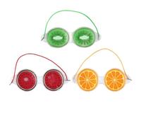 Masque Gel Yeux Réutilisable 3 Pièces Pvc, Froid | Carton Fruité, Bande Élastique, pour Paupières et Dessous des Yeux, Après Écran ou Train