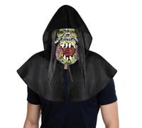 Masque Halloween Adulte Masque Horreur en Latex avec Perruque Costume Accessoire Zombie Sorcière Clown Casquette Effrayant Déguisement pour Carnaval Fête Mascarade Cosplay Bar Mask