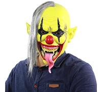 Masque Halloween Adulte Masque Horreur en Latex avec Perruque Costume Accessoire Zombie Sorcière Clown Casquette Effrayant Déguisement pour Carnaval Fête Mascarade Cosplay Bar Mask
