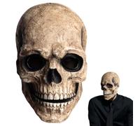 Masque Halloween Adulte Masque Horreur,Masque De CrâNe Complet Avec MâChoire Mobile,Halloween Decoration Casque RéAliste En Latex Pour Adultes,TêTe De Squelette Effrayante Et Support RéGlable.(Jaune)