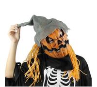 Masque Halloween Citrouille Épouvantail Flippant en Latex Jaune - SWAREY