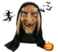 Masque Halloween Effrayant Avec Perruque Coiffe Sorcière Halloween