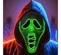 Masque Halloween LED Effrayant - Néon, Lumineux, Skull - 3 Modes de Clignotements - Pour Adulte