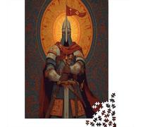 Masque héroïque d'un Guerrier du XIIIe siècle Portant Une Armure et Tenant Une Immense épée | pour Adultes || 70x50cm/1000pcs Puzzles Jeux ÉduChatifs Puzzles De Décoration Intérieure
