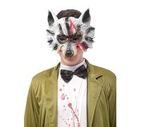 Masque Homme Loup Demi-Visage pour Costumes d'Halloween Carnaval et Fêtes, Masque Animal Multicolore, Taille unique