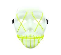 Masque horreur blanc lumière LED verte yeux bouche cousue zombie costume carnaval Halloween déguisement accessoire