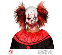 Masque horrible de clown d'horreur avec la bouche couverte de sang Masque d'Halloween blanc-rouge-noir