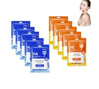 Masque Hydratant à L'acide Hyaluronique, Masques Hydratants Pour Le Visage Et Vitamine E, Vitamines Sèches, Masque Nocturne Au Collagène, Réduit La Noirceur De La Peau, 10 Unités