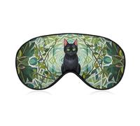 Masque œil de chat noir pour homme et femme, respirant et réglable, masque de sommeil ultra doux, bandeau de voyage léger pour avion, sieste, sommeil nocturne