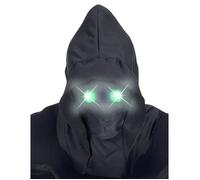 Masque intégral à capuche visage invisible et yeux lumineux vert adulte