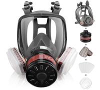 Masque intégral à gaz - Masque respiratoire réutilisable à gaz de survie nucléaire et chimique avec filtre à charbon actif 6001 cn et 40 mm contre les gaz/poussière/vapeurs/fumées pour produits