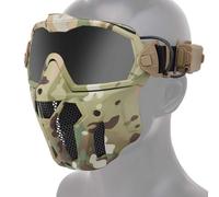 Masque IntéGral Airsoft avec Lunettes Antibuée Amovibles, pour Airsoft Paintball Chasse Moto et Autres Activités de Plein Air(CP)