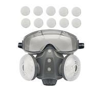 Masque intégral anti-poussière - 330 g - Masque respiratoire en caoutchouc pour le travail du bois - Avec 10 filtres pour ponçage, soudage, construction et agriculture - Ensemble complet de protection