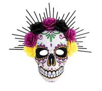 Masque intégral Day of the Dead Sugar Skull - Costume d'Halloween et de costumade - Masque mexicain pour adultes - Violet