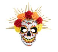 Masque intégral Day of the Dead Sugar Skull - Costume d'Halloween et de costumade - Masque mexicain pour adultes (jaune)