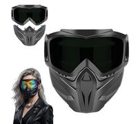 Masque intégral détachable pour soudage et équitation, protection du visage anti-buée, coupe-vent, résistant aux chocs (noir)