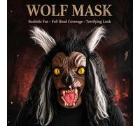 Masque intégral en latex de loup-garou féroce avec cheveux simulés, masque de monstre pour Halloween, cosplay, accessoires de décoration pour maison hantée Mask