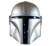 Masque intégral en latex LED pour Halloween, cosplay, fête de rôle - Accessoires de jeu Mandalo en latex Blu - Ray (argenté)