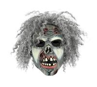 MASQUE INTÉGRAL LATEX PERRUQUE ZOMBIE FOU ADULTE