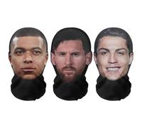 Masque intégral réaliste avec impression 3D « Football Stars Bundle » Messi, Ronaldo, Mbappe - Respirant, léger et confortable, idéal pour cosplay, fêtes, Halloween, enterrement de vie de garçon et