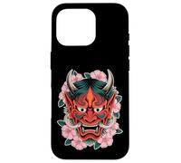 Masque Japonais Diable démon Hannya Cherry Blossom Yokai Oni Coque pour iPhone 16 Pro