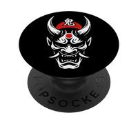 Masque Japonais Oni Demon Kanji Halloween Homme Femme PopSockets PopGrip Adhésif