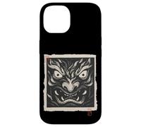 Masque Japonais Oni Yokai avec Impression sur Bois Vintage Coque pour iPhone 14